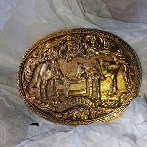 Fillin & Full Collector Belt Buckle 1985 Gary Hawk, only 600 made, 4"x3" appox